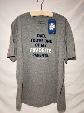 Life Is Good Gray Short-Sleeve Tee with Navy & White Graphic